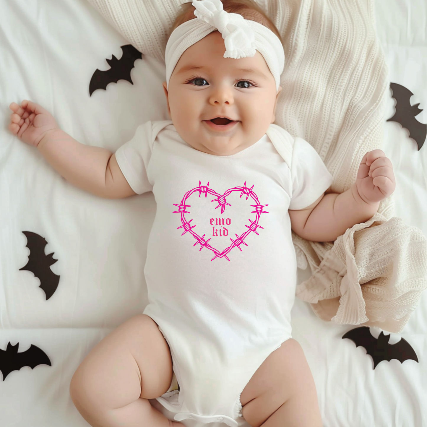 Emo Kid Barbed Wire Heart Onesie